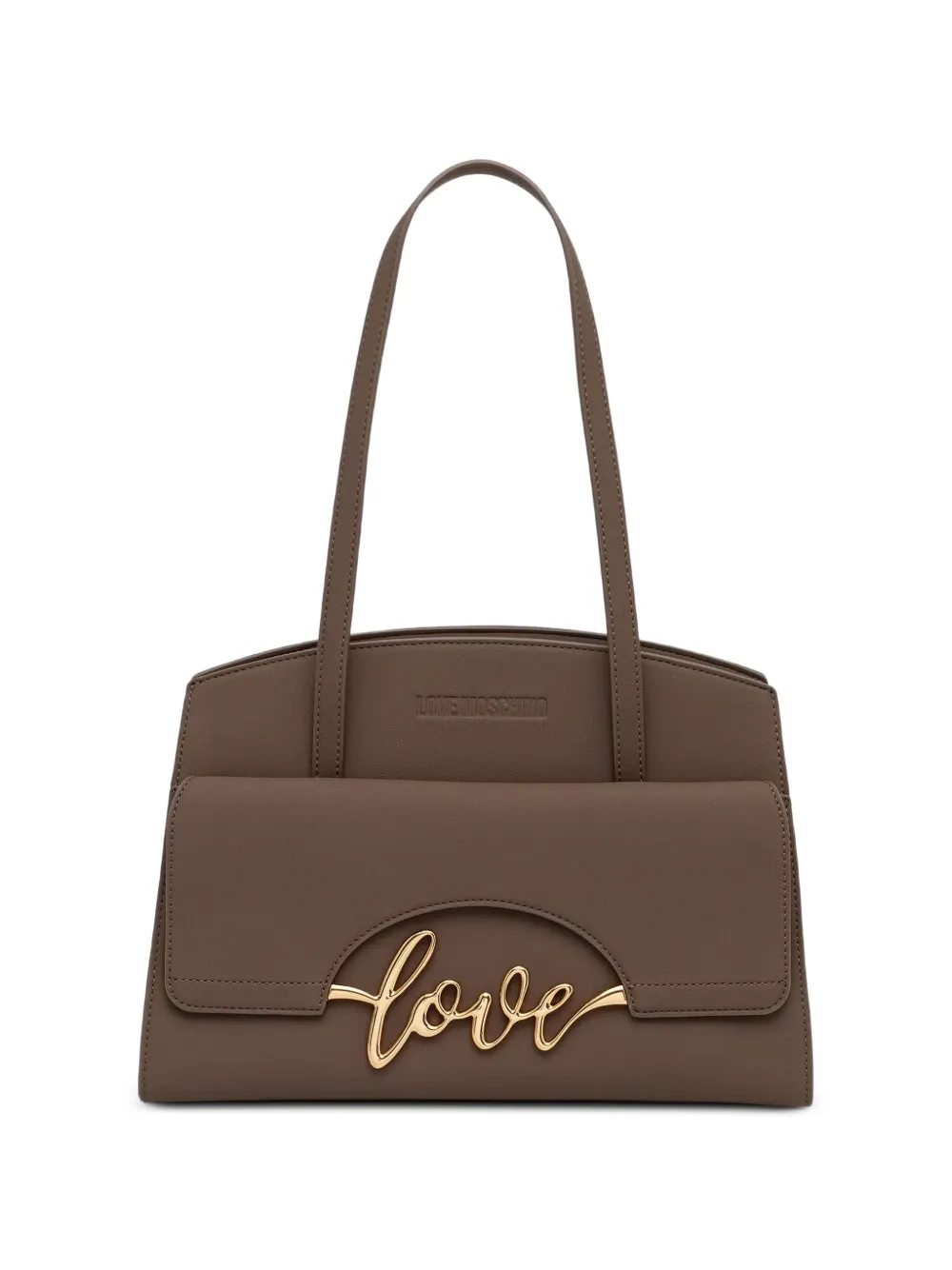 Love Moschino logo-plaque shoulder bag - Marrone
