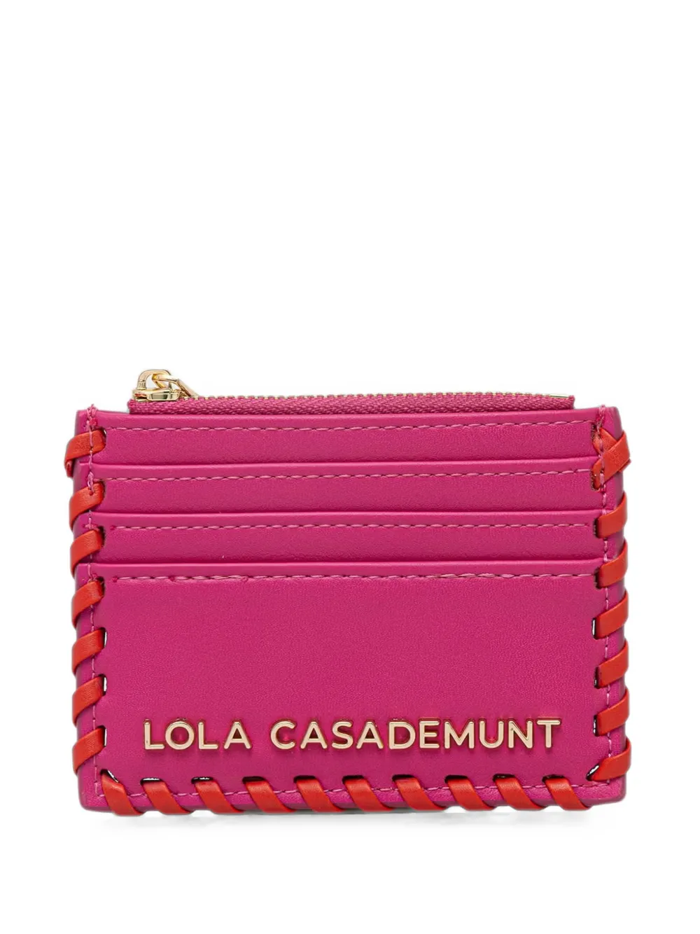 Lola Casademunt whipstitch logo-plaque card holder - Rosa
