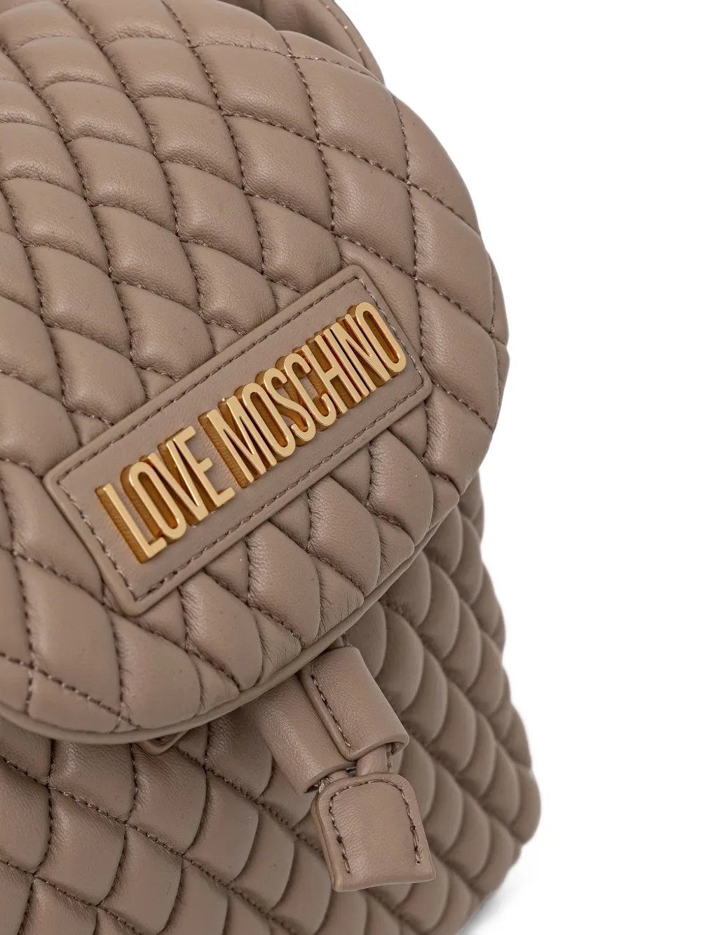 Love Moschino Gewatteerde rugzak met logoplakkaat Beige