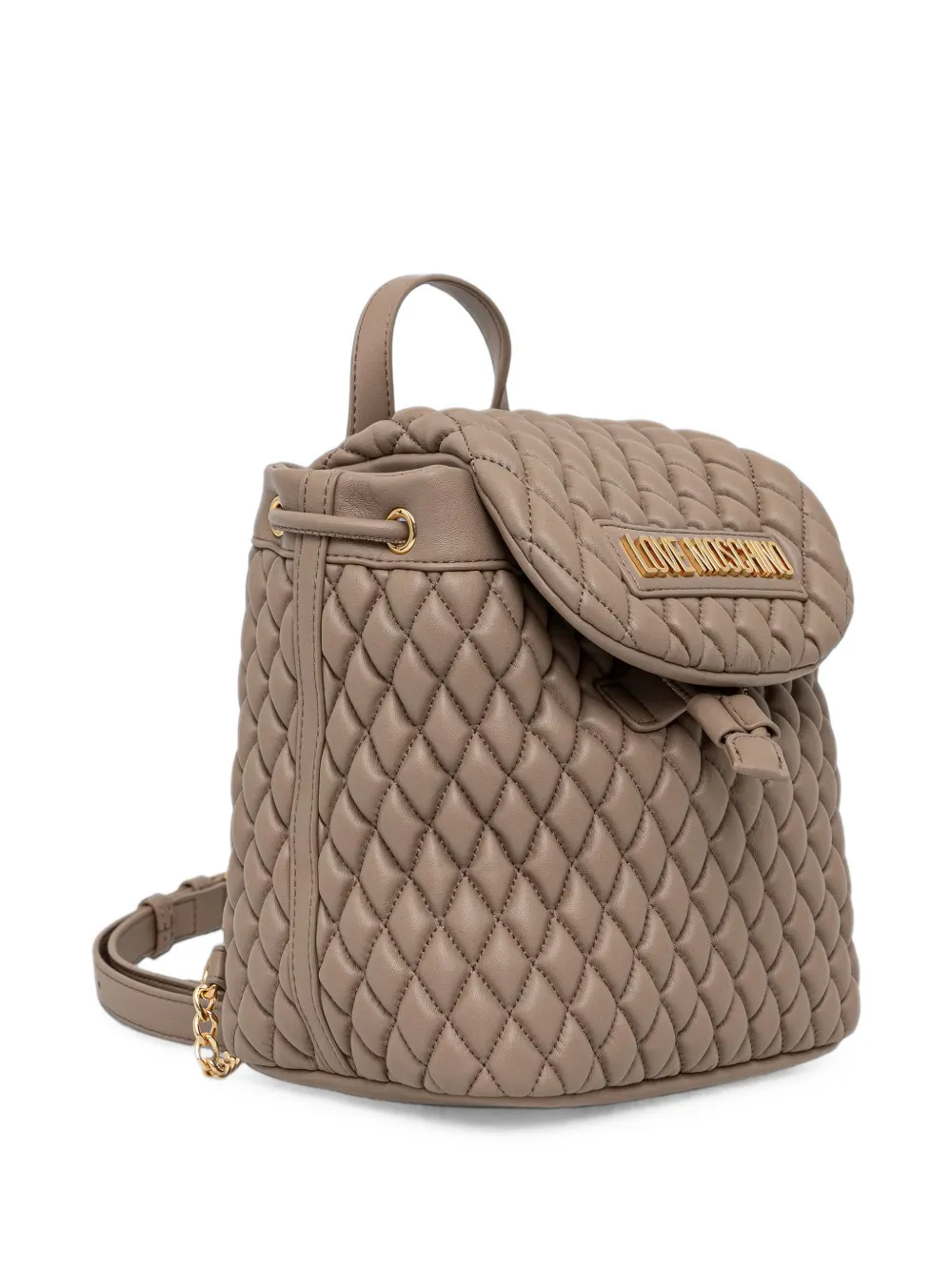Love Moschino Gewatteerde rugzak met logoplakkaat Beige