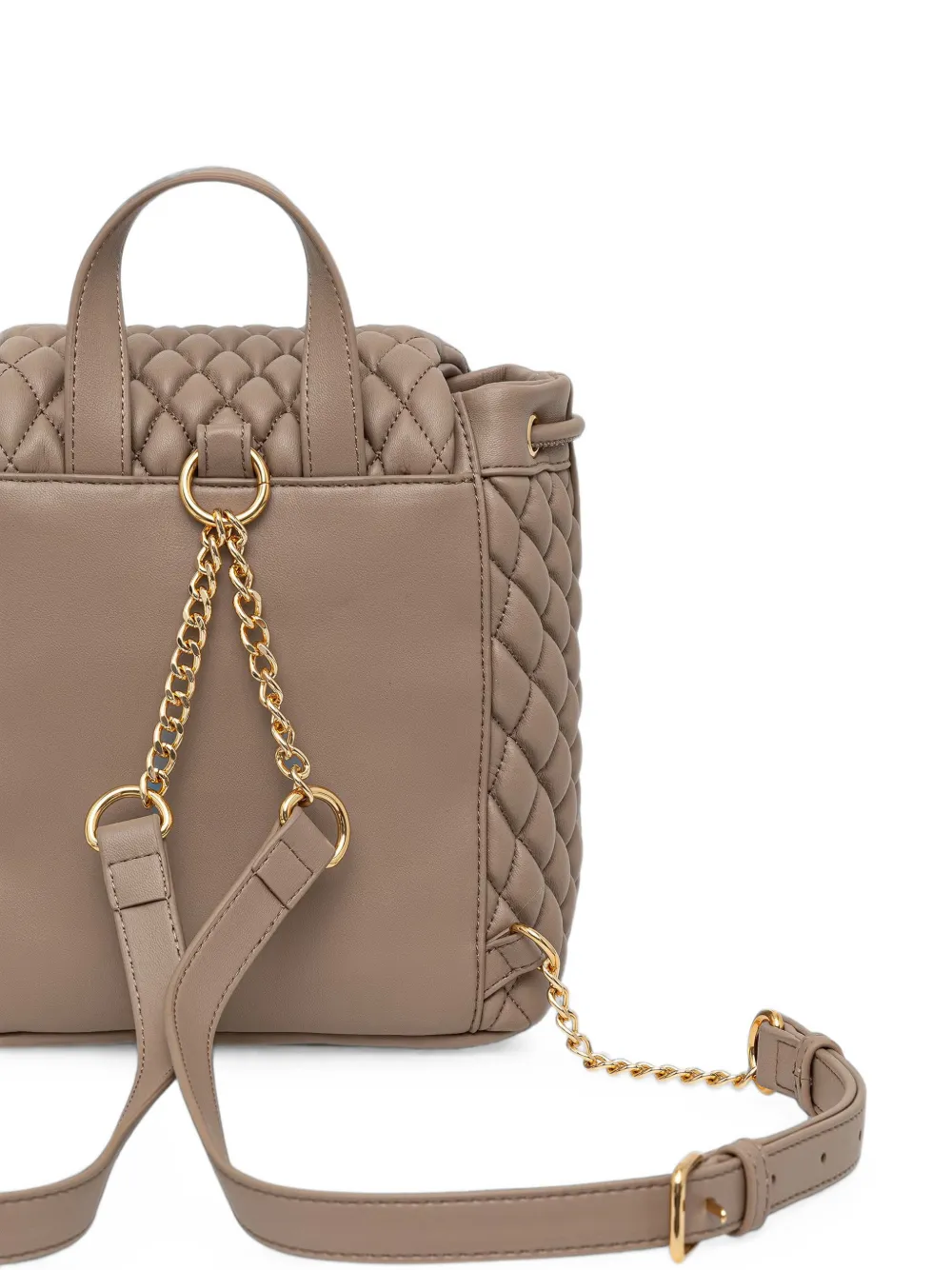 Love Moschino Gewatteerde rugzak met logoplakkaat Beige