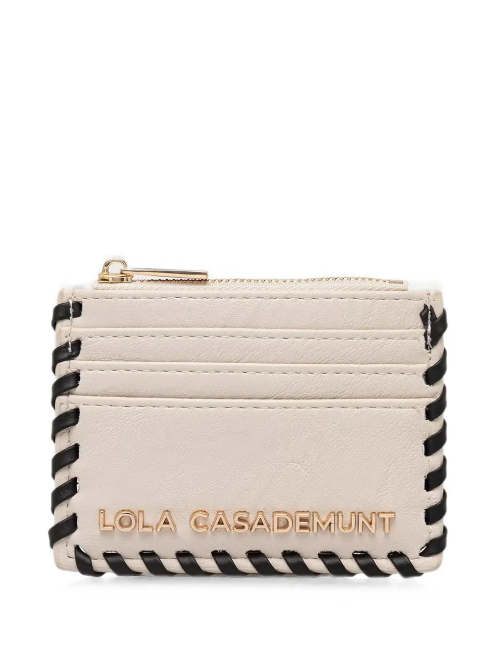 Lola Casademunt whipstitch-trim logo-plaque cardholder - Bianco