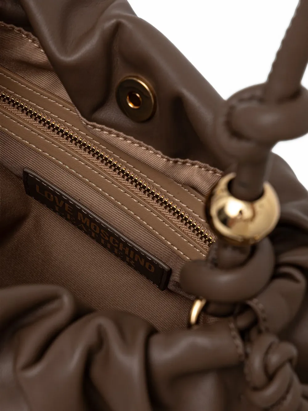 Love Moschino Shopper met ruches en verfraaid met kralen Bruin