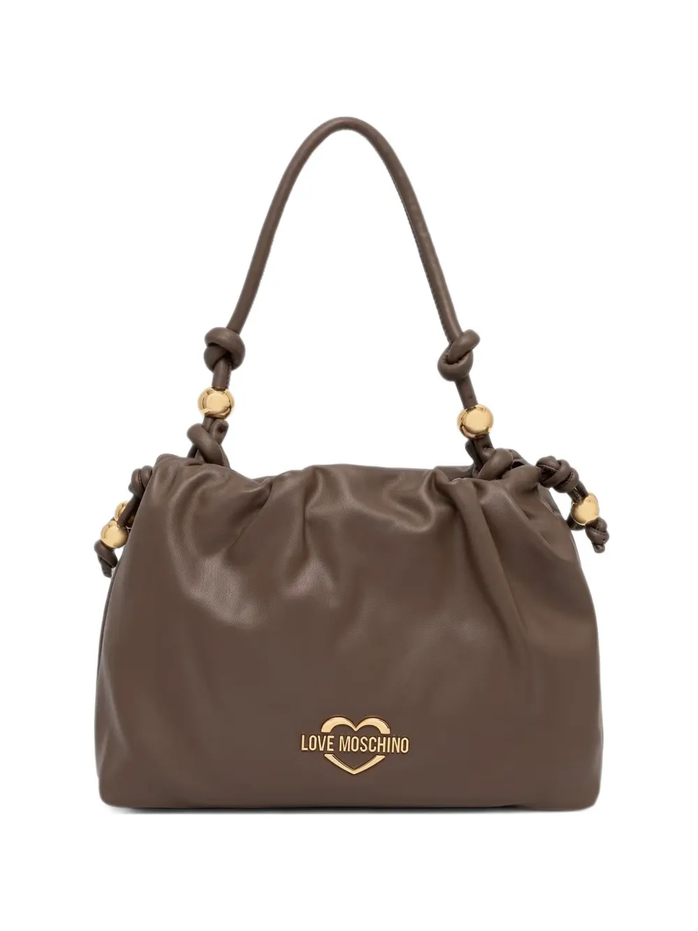 Love Moschino bead-embellished ruched tote bag - Marrone
