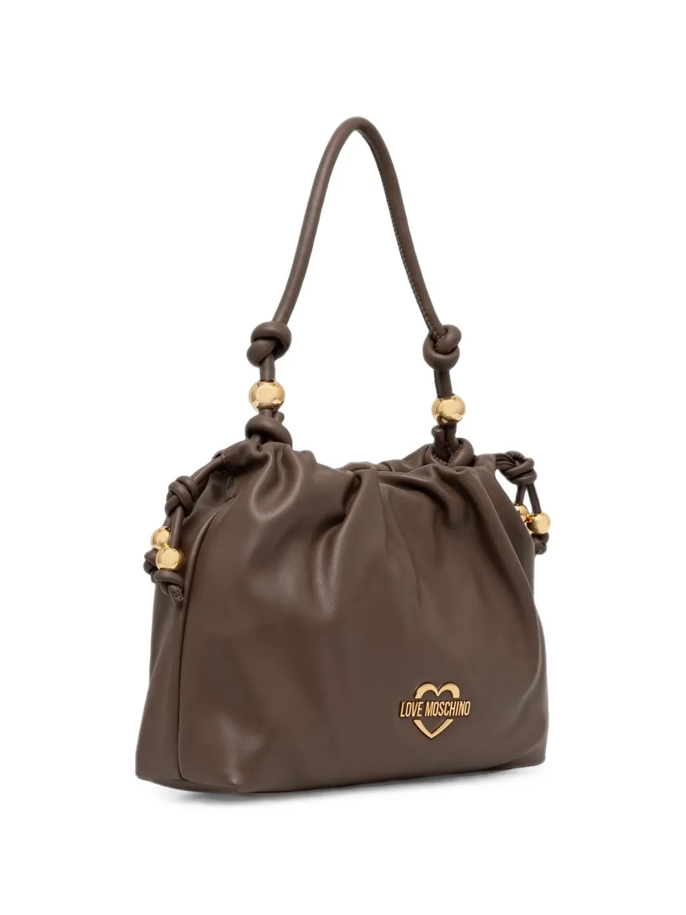 Love Moschino Shopper met ruches en verfraaid met kralen Bruin
