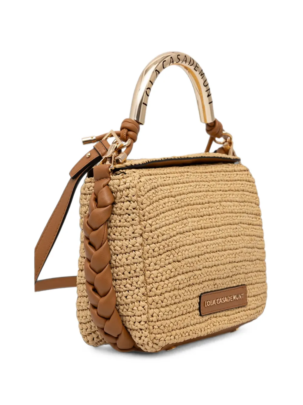 Lola Casademunt Geweven shopper met gevlochten afwerking Beige