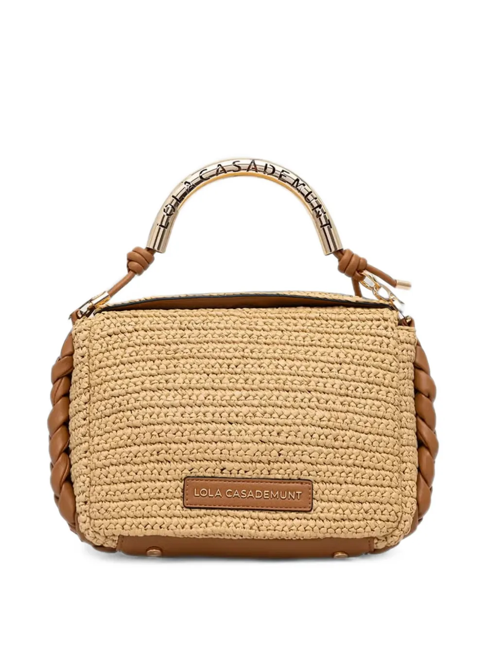 Lola Casademunt Geweven shopper met gevlochten afwerking Beige