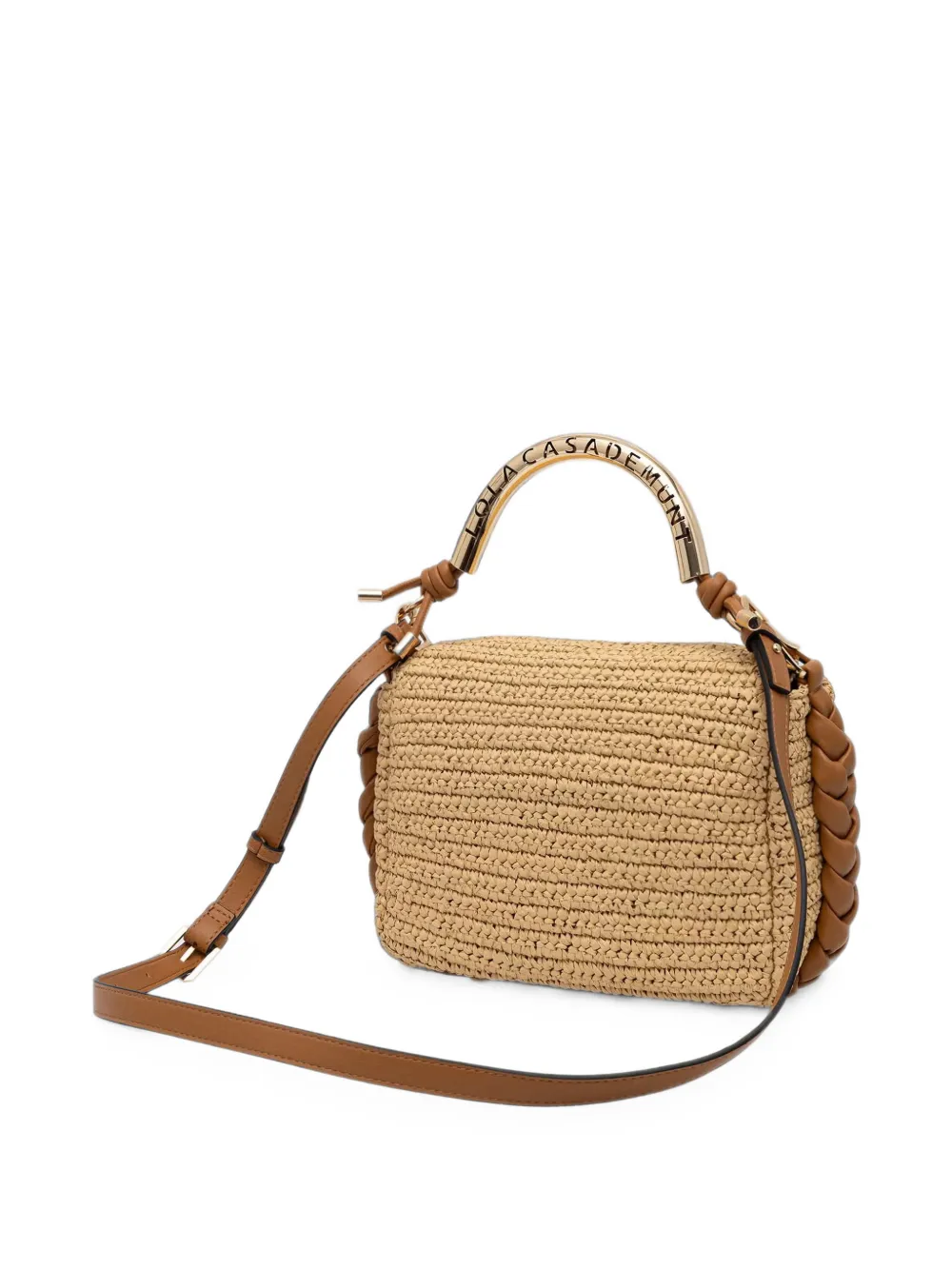 Lola Casademunt Geweven shopper met gevlochten afwerking Beige