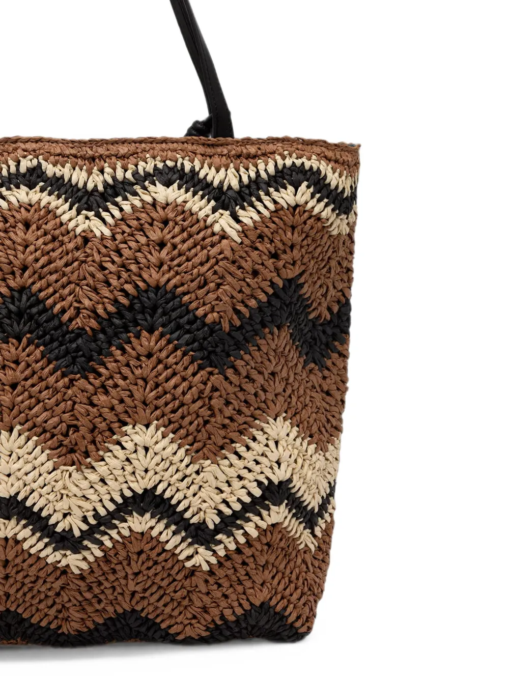 Lola Casademunt Gebreide shopper met logo-patch en chevron-streep Bruin
