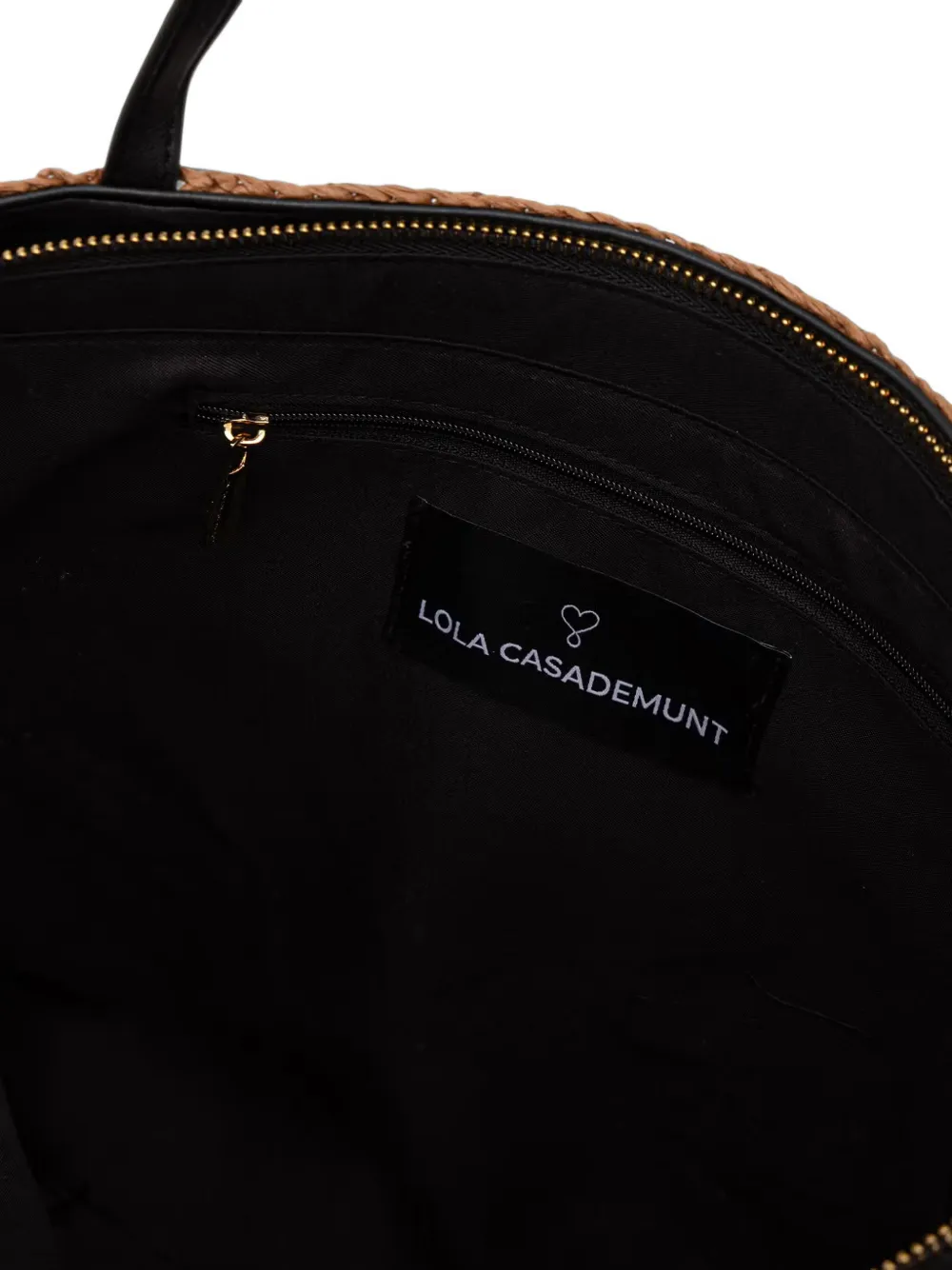 Lola Casademunt Gebreide shopper met logo-patch en chevron-streep Bruin