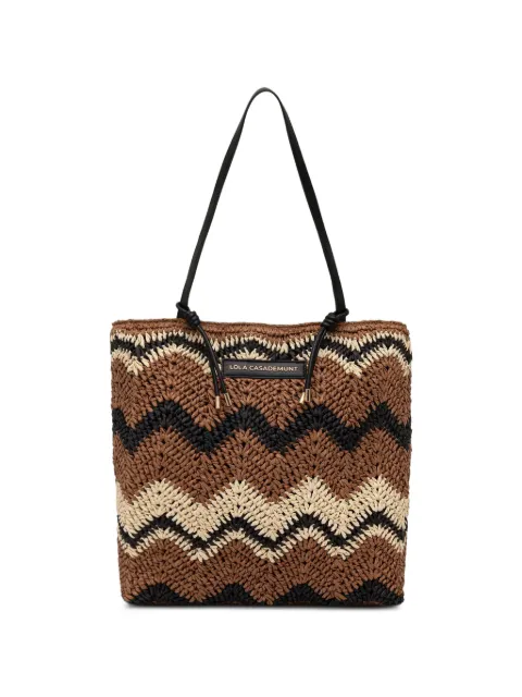 Lola Casademunt chevron-knit logo-patch tote bag