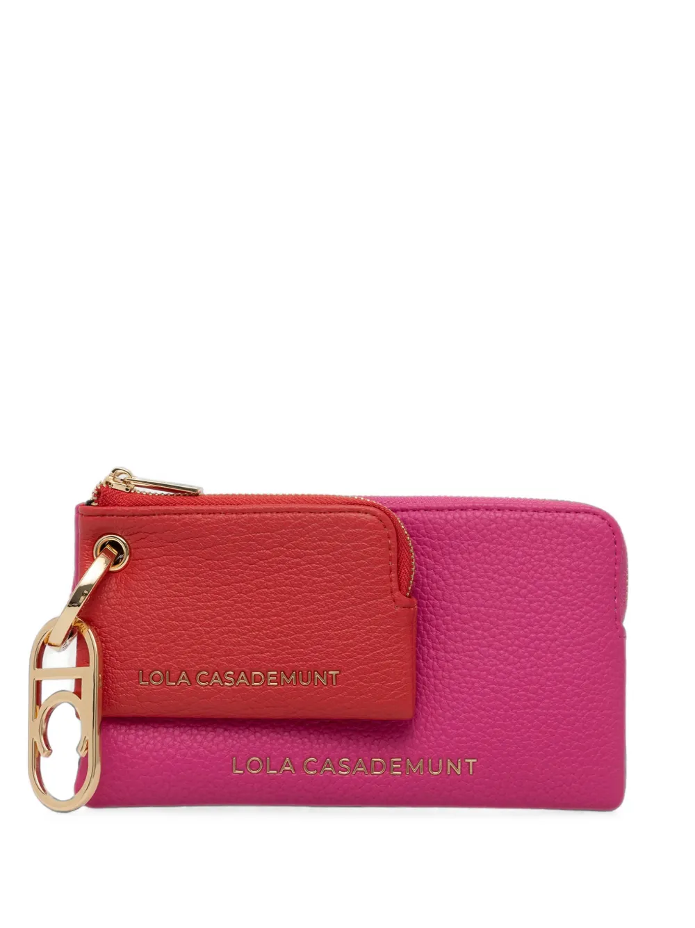 Lola Casademunt logo-plaque double-purse pebbled wallet - Rosa