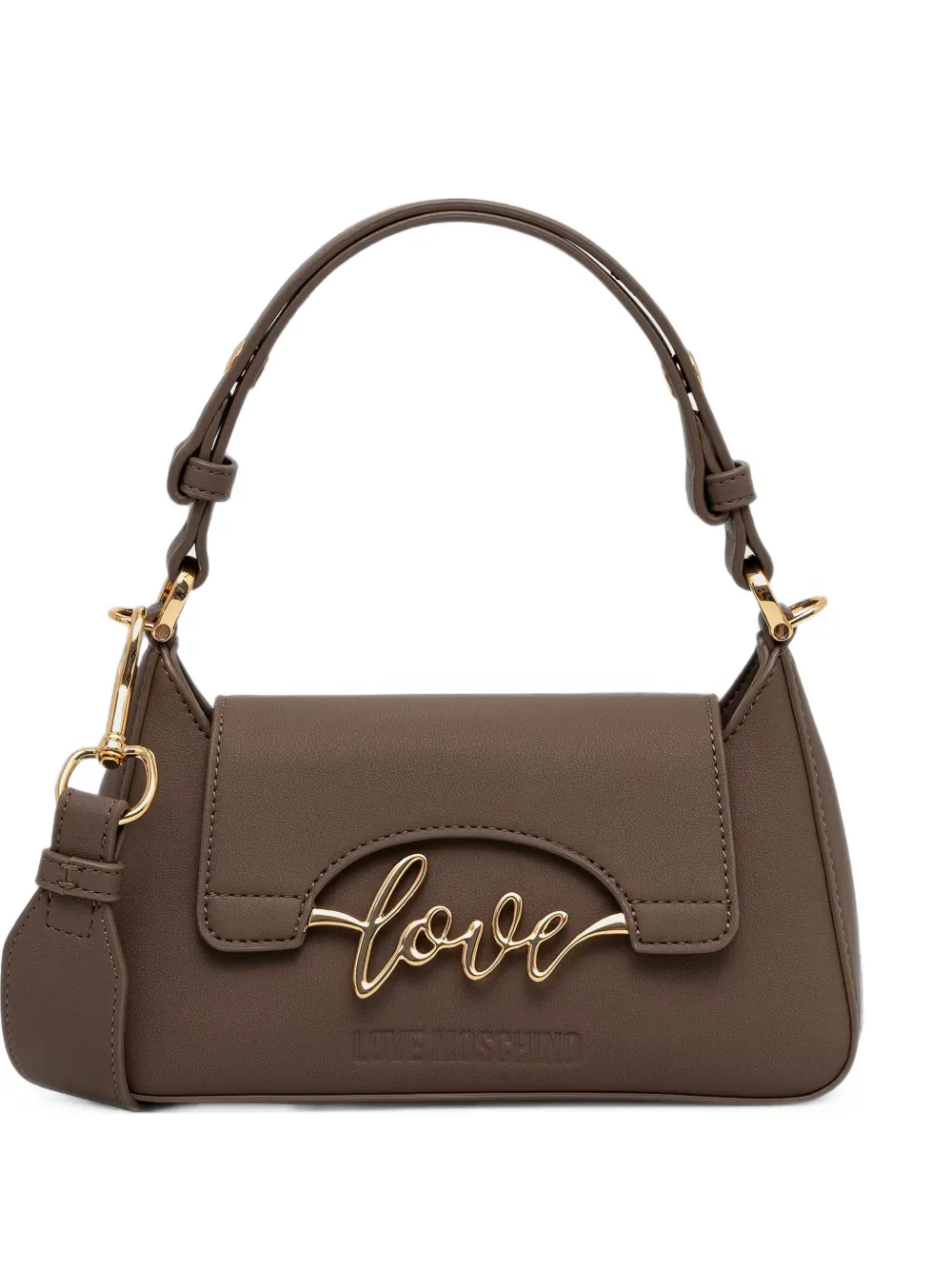 Love Moschino logo-plaque shoulder bag - Marrone