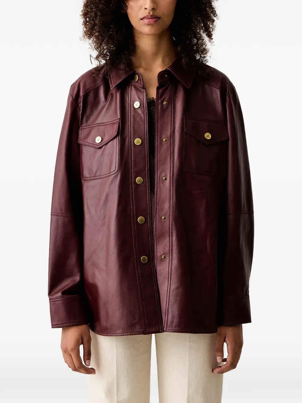 LUISA SPAGNOLI Sarmoneta button-up leather jacket