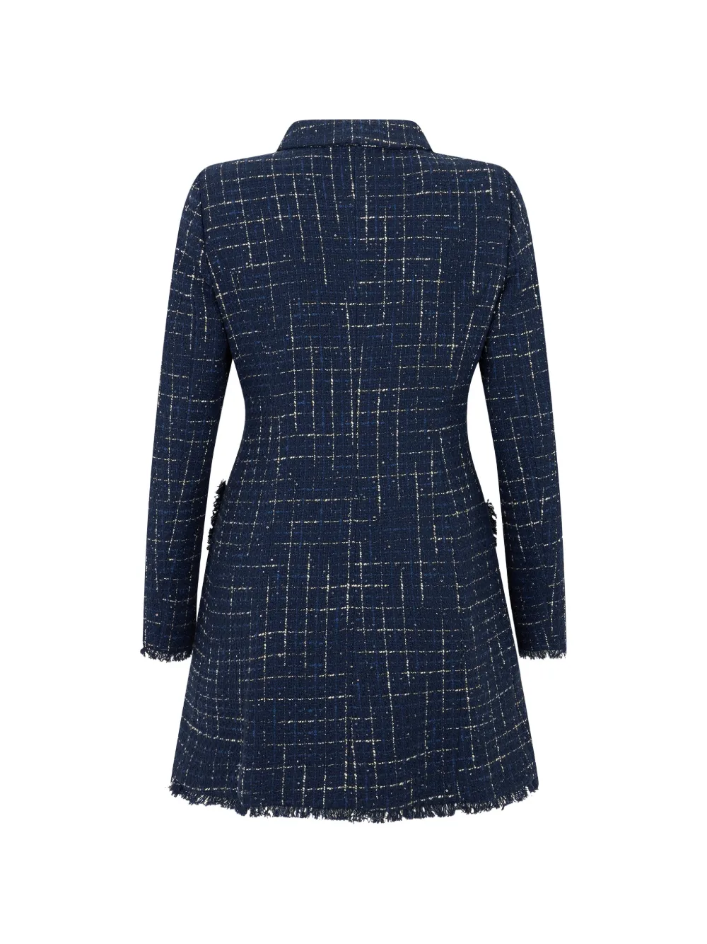 Herno Tweed jas met gerafelde randen Blauw