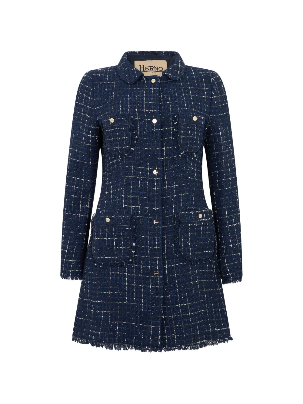 Herno tweed frayed-edge coat · 40