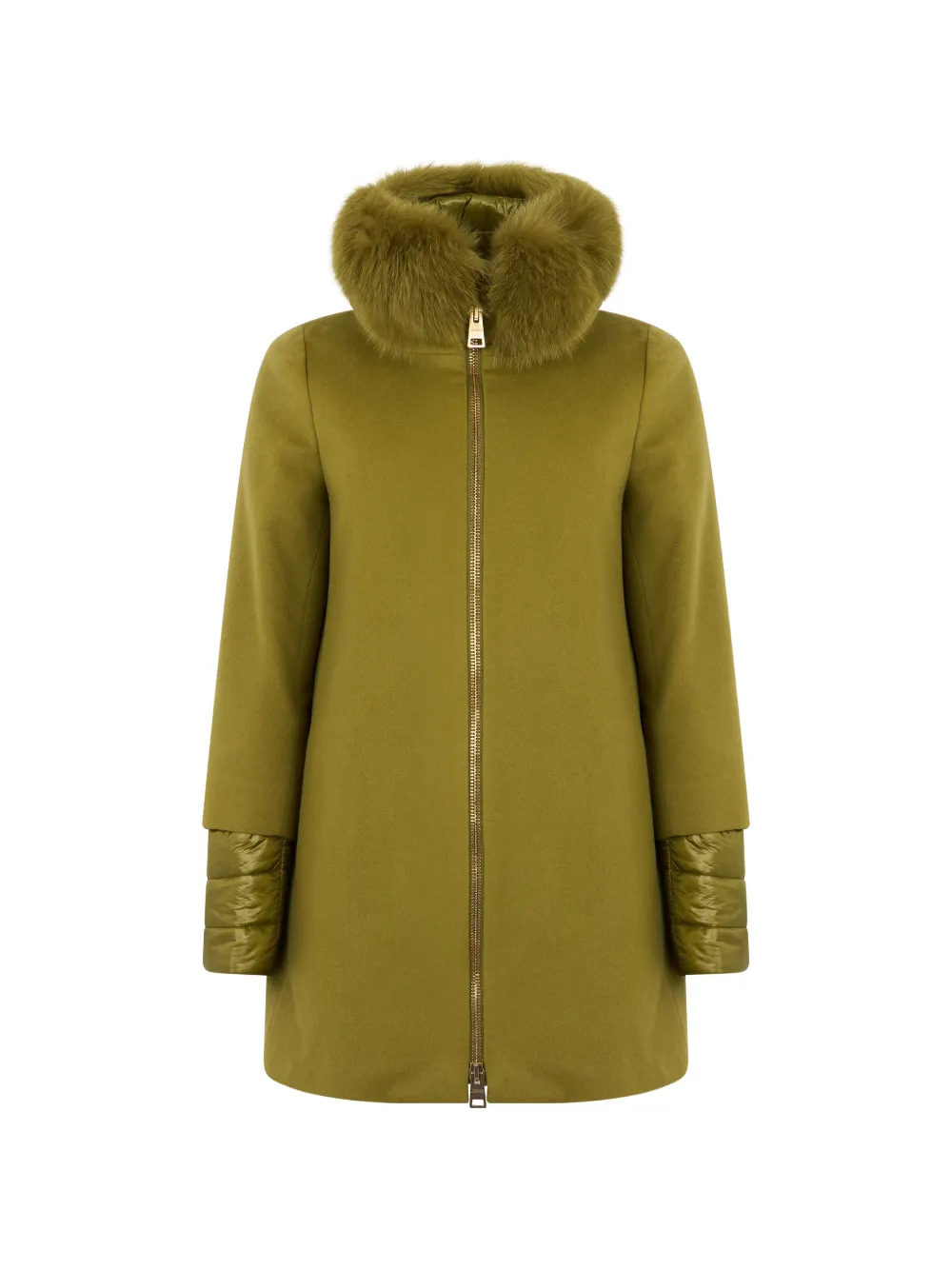 Herno faux-fur trim cashmere coat · 42