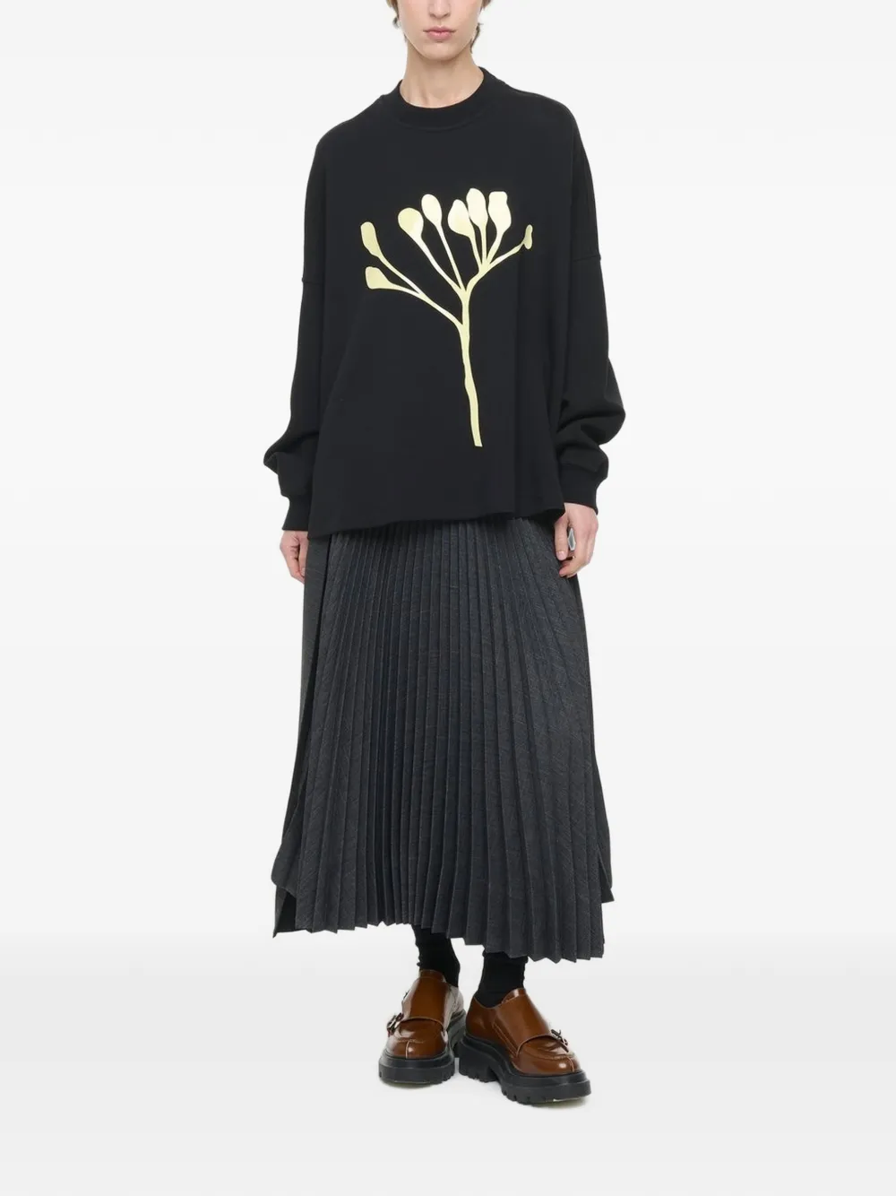 Plan C graphic-print long-sleeve sweatshirt Zwart