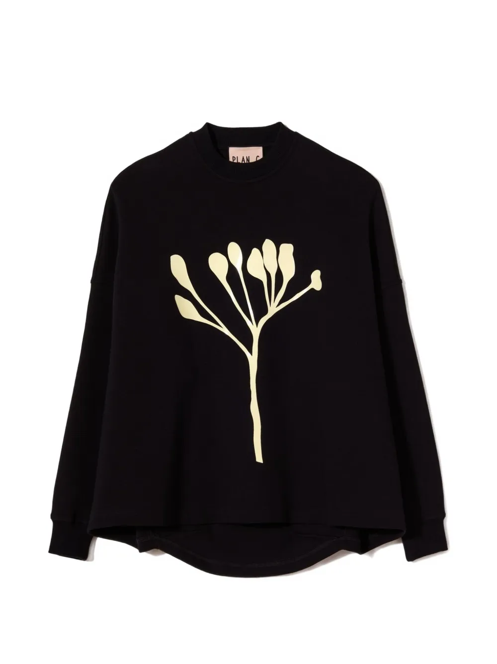 Plan C Graphic-print Long-sleeve Sweatshirt In Black