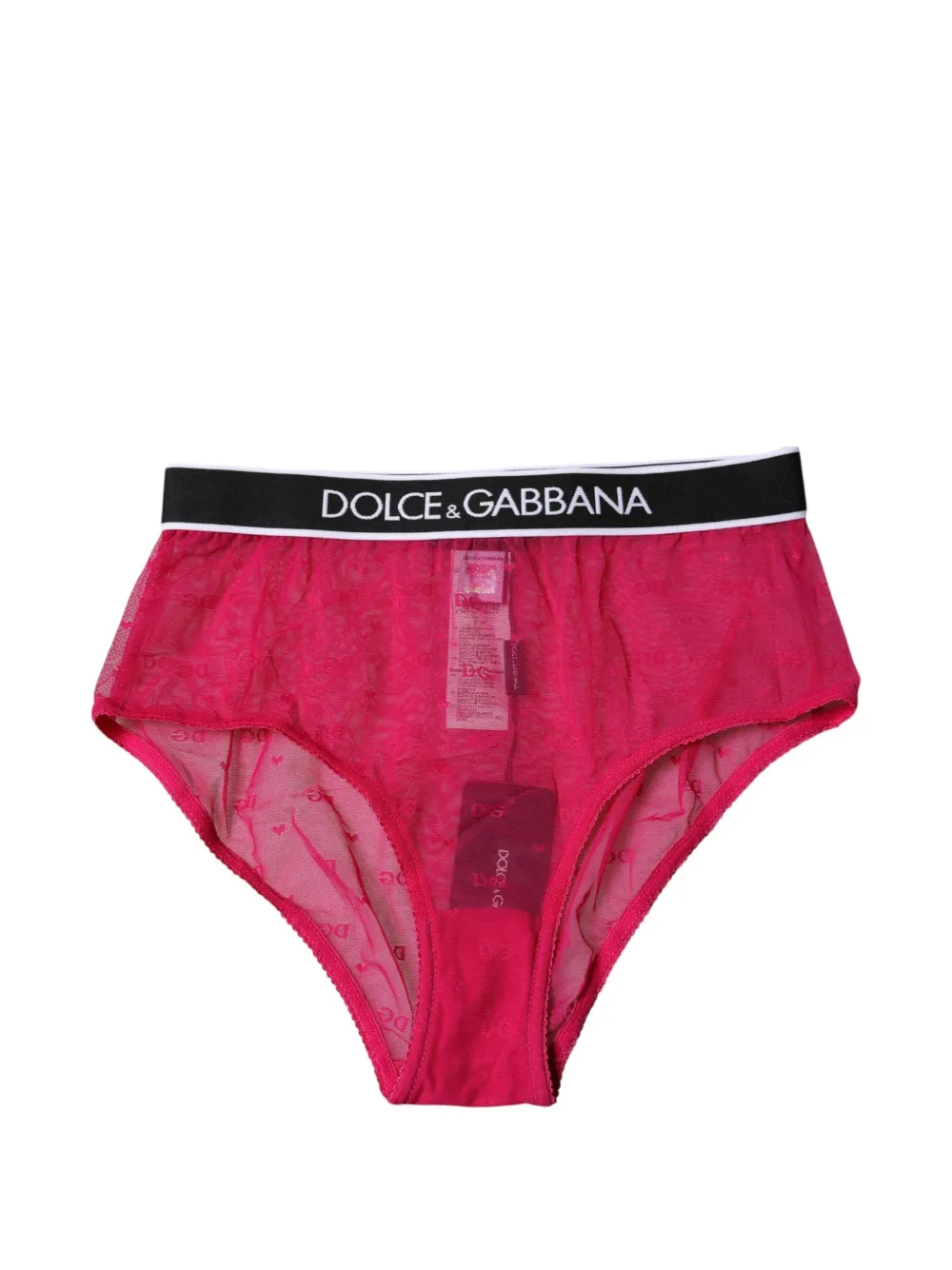 Dolce & Gabbana logo-waistband floral-lace panties - Rosa