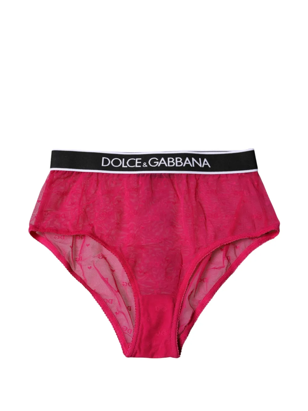 Dolce & Gabbana logo-waistband floral-lace panties - Rosa