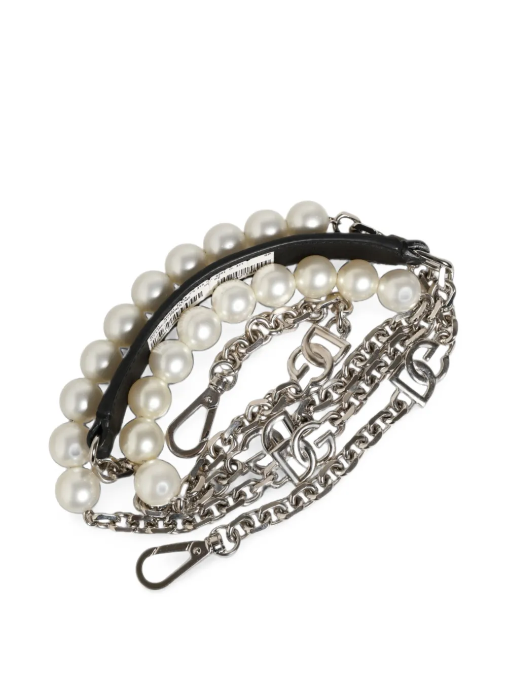 Dolce & Gabbana DG-logo schouderband verfraaid met parels Zilver