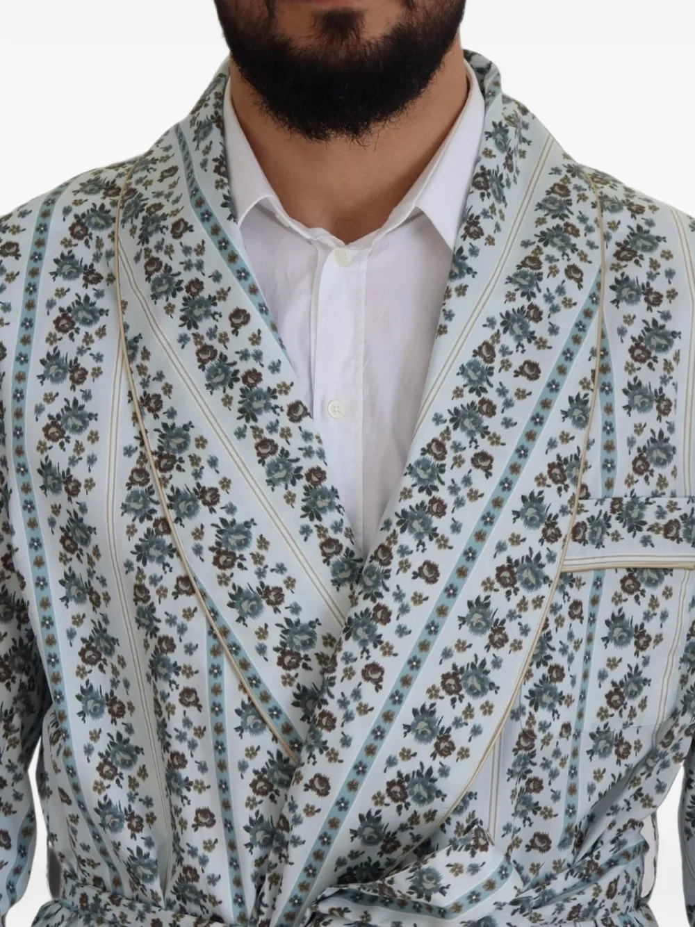 Dolce & Gabbana floral-print cotton robe Blauw