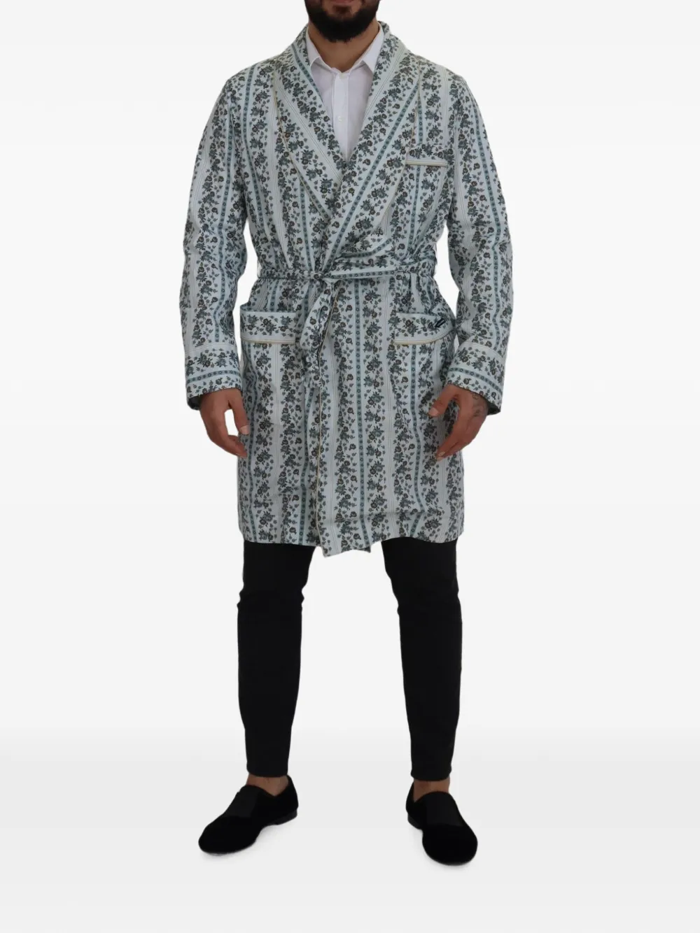 Dolce & Gabbana floral-print cotton robe Blauw