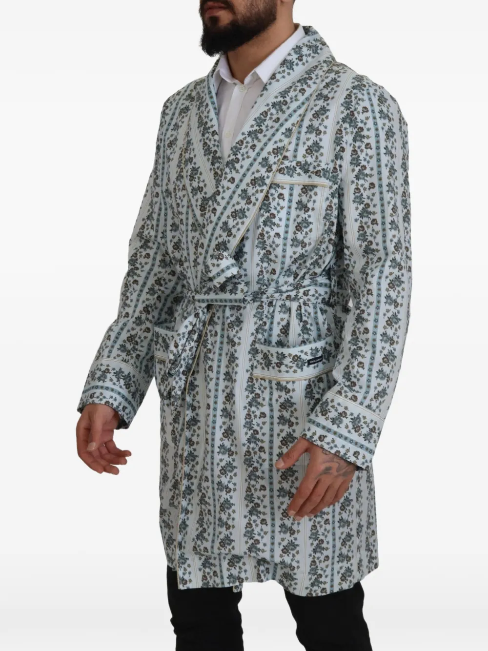Dolce & Gabbana floral-print cotton robe Blauw