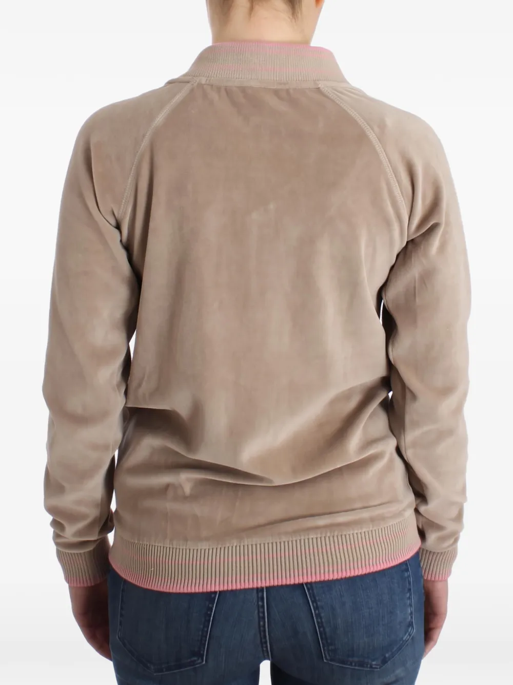 Roberto Cavalli eyelet-embellished velvet sweatshirt Beige