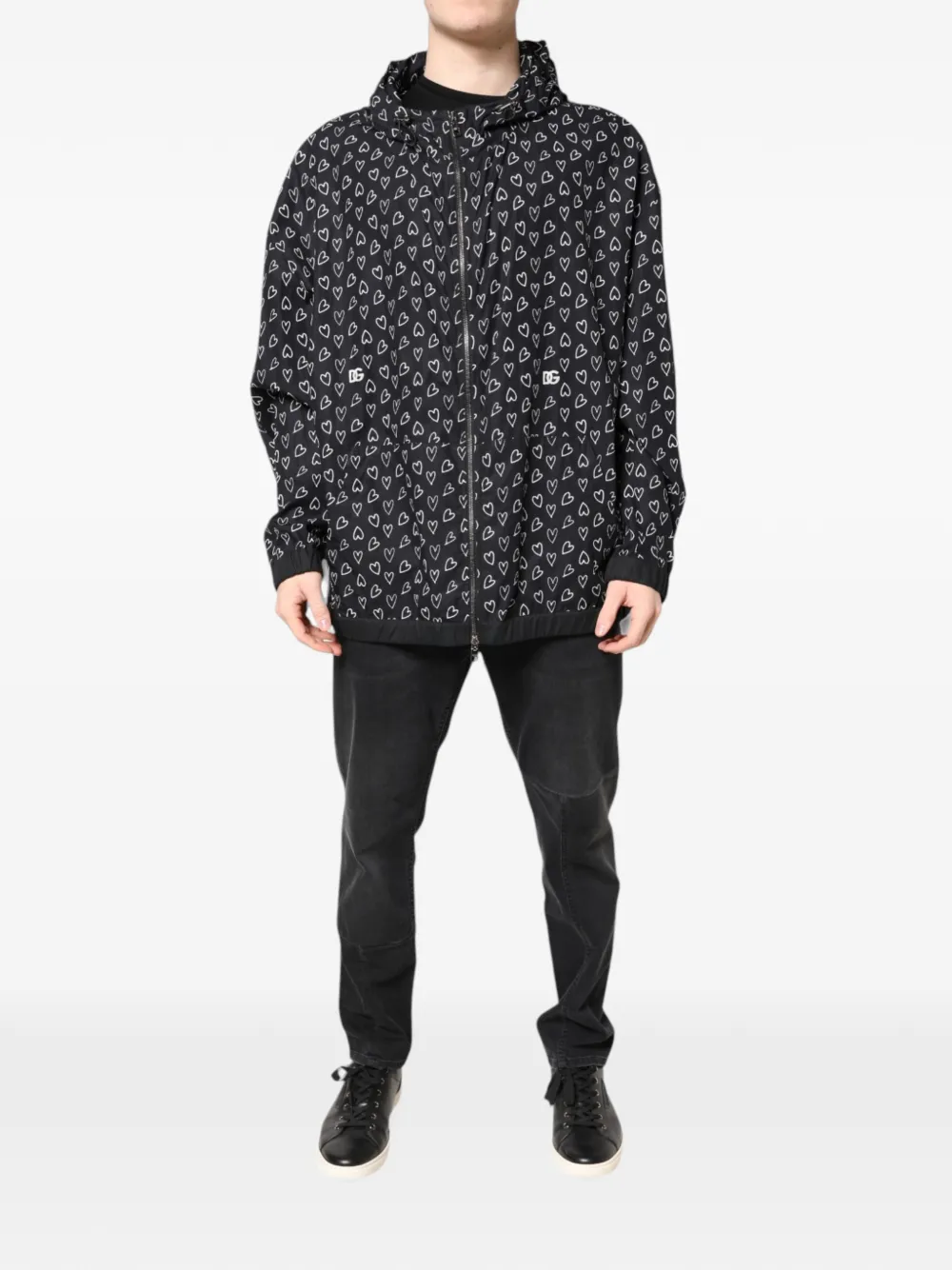 Dolce & Gabbana Jack met capuchon en hart-print Zwart