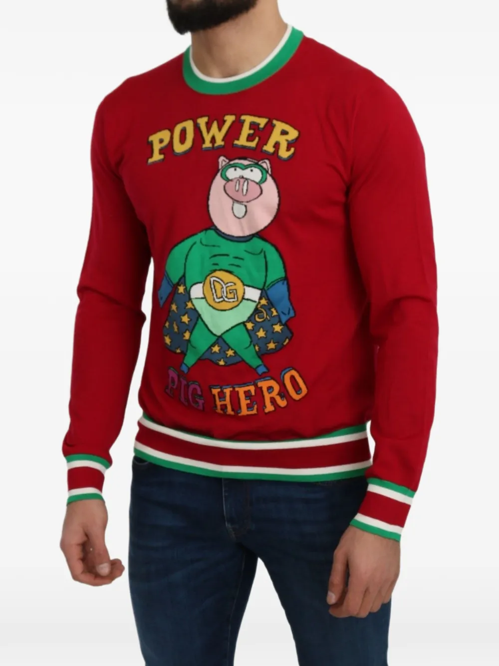 Dolce & Gabbana intarsia-knit pig-motif sweater Rood