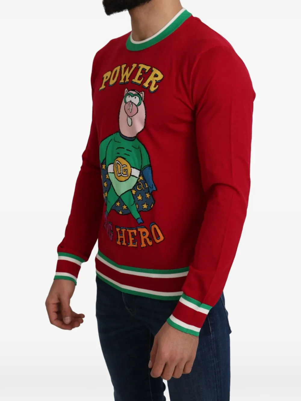 Dolce & Gabbana intarsia-knit pig-motif sweater Rood