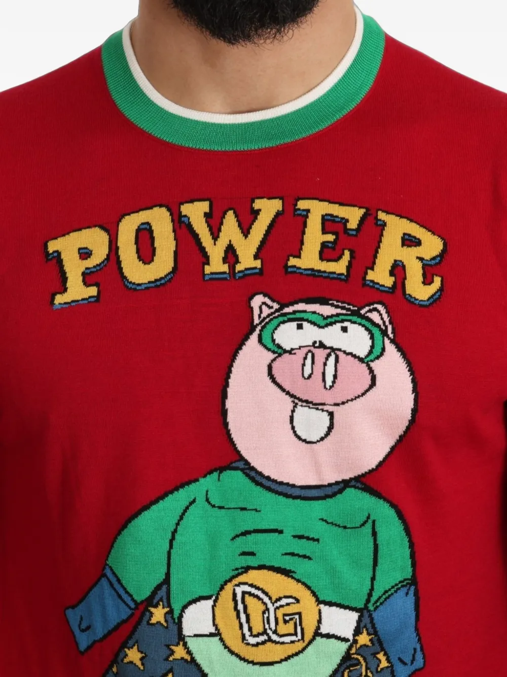 Dolce & Gabbana intarsia-knit pig-motif sweater Rood