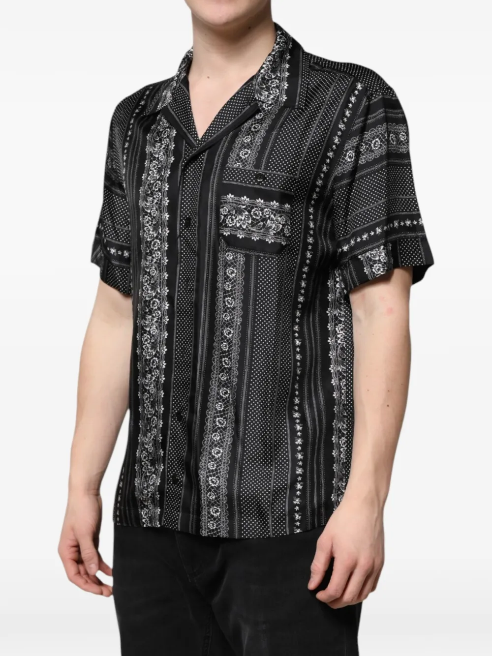 Dolce & Gabbana Zijden overhemd met bloemenprint Zwart
