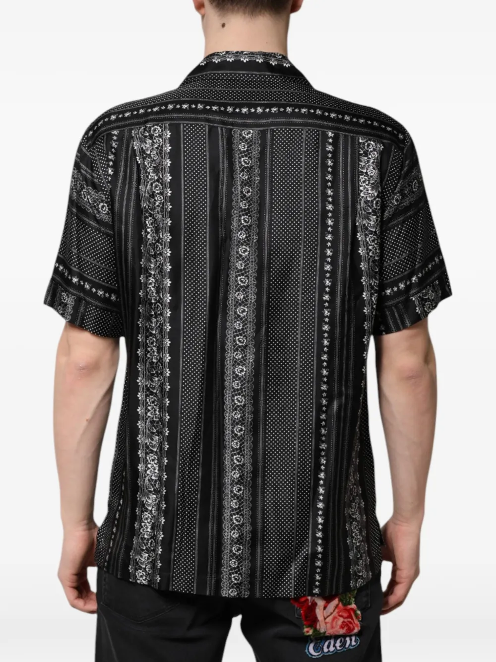 Dolce & Gabbana Zijden overhemd met bloemenprint Zwart