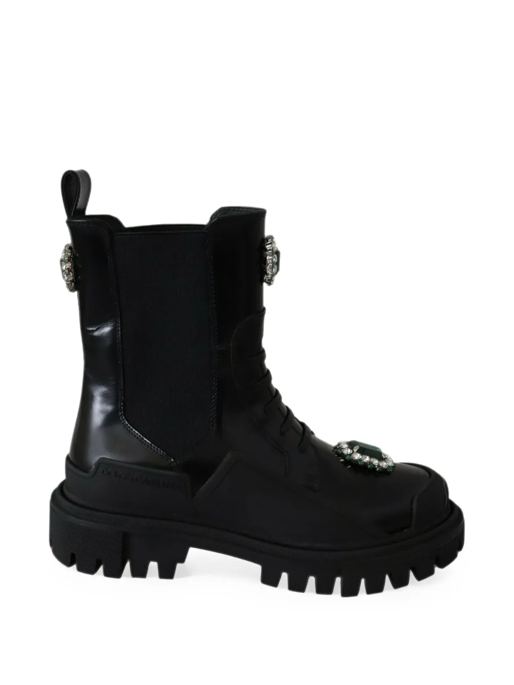 Dolce & Gabbana jewel-embellished leather ankle boots - Schwarz