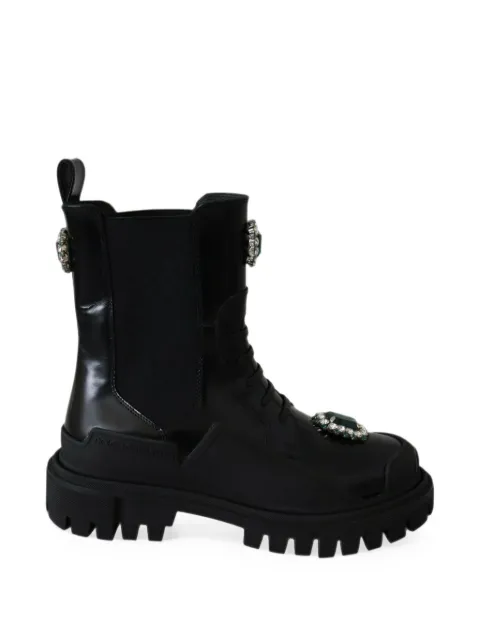 Dolce & Gabbana botines de piel con detalle de joyas