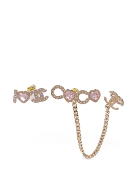 CHANEL Pre-Owned heart CC Interlocking earrings