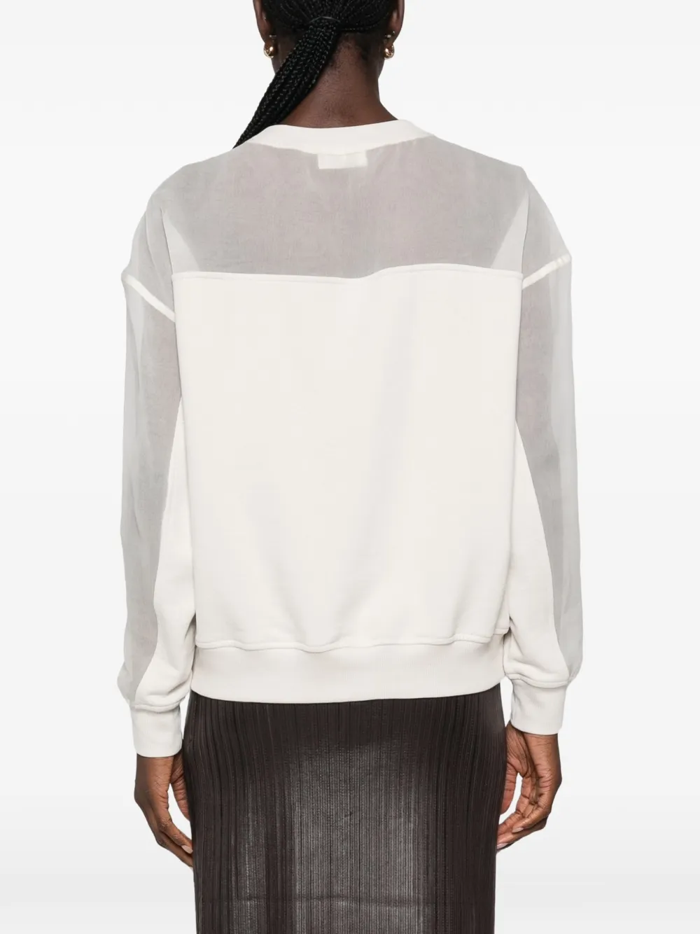 Brunello Cucinelli sheer-panel monili-chain sweatshirt Beige