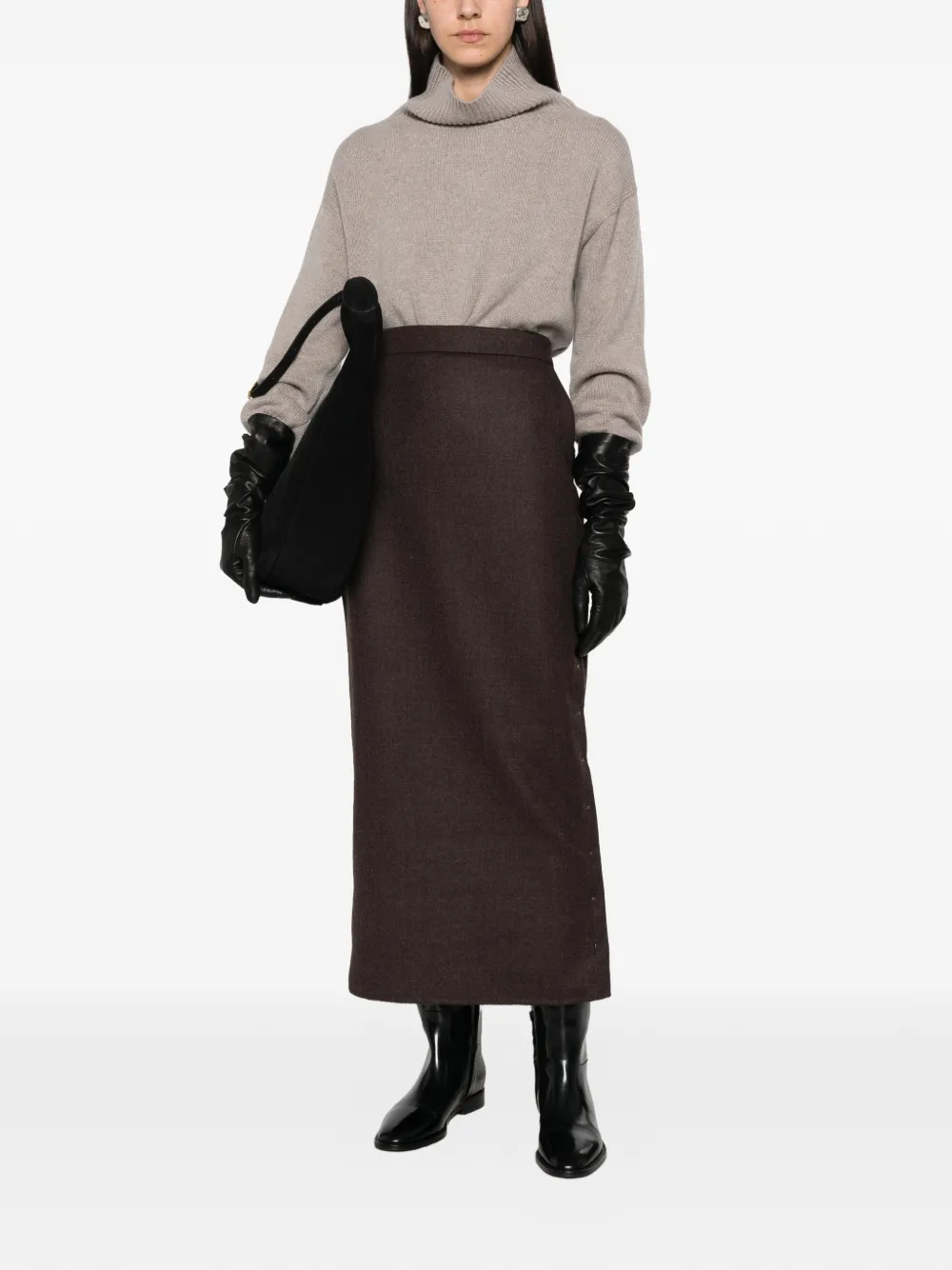Max Mara Midi-rok met drukknoopdetail Bruin