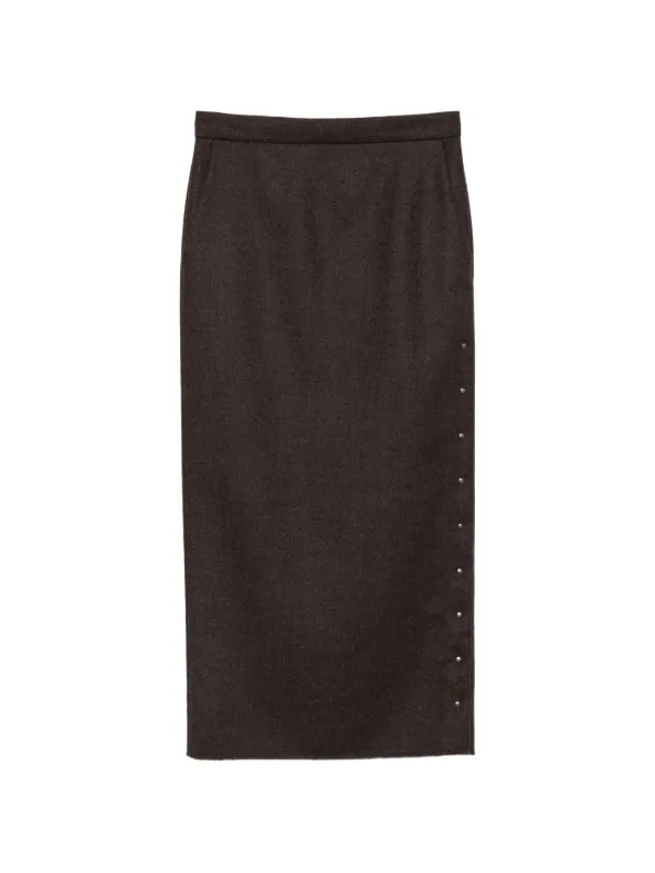Max Mara Press-stud-detail Midi Skirt in Brown