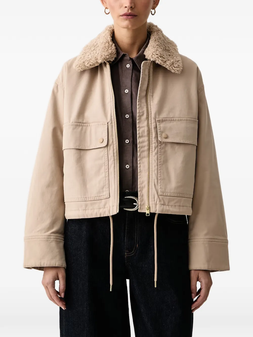 Marc O'Polo shearling-collar drawstring-hem jacket - Toni neutri
