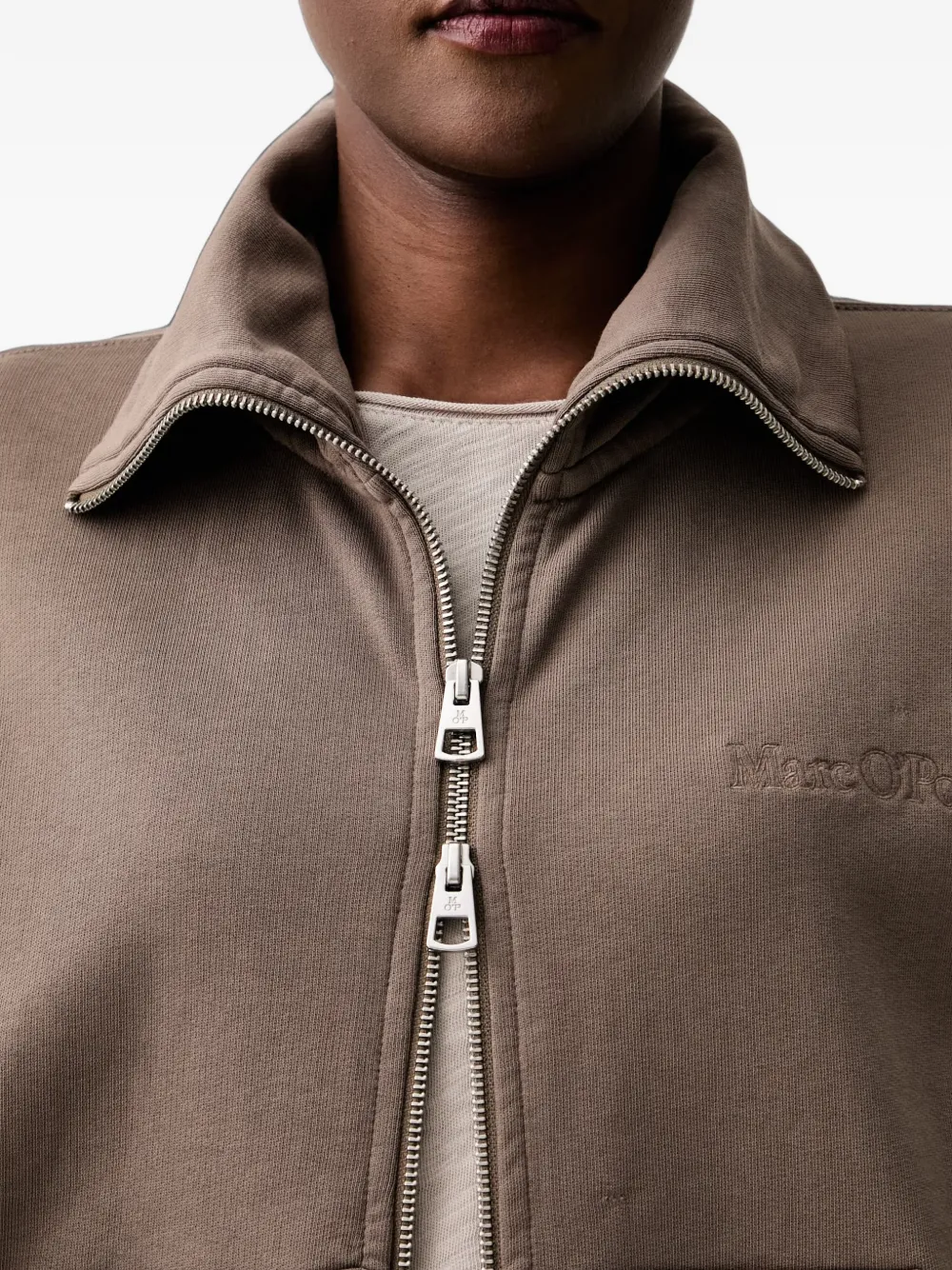 Marc O'Polo logo-embroidered zip-up sweatshirt Bruin