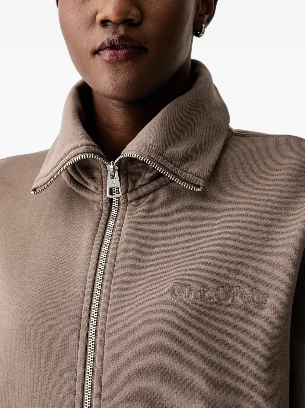 Marc O'Polo logo-embroidered zip-up sweatshirt Bruin