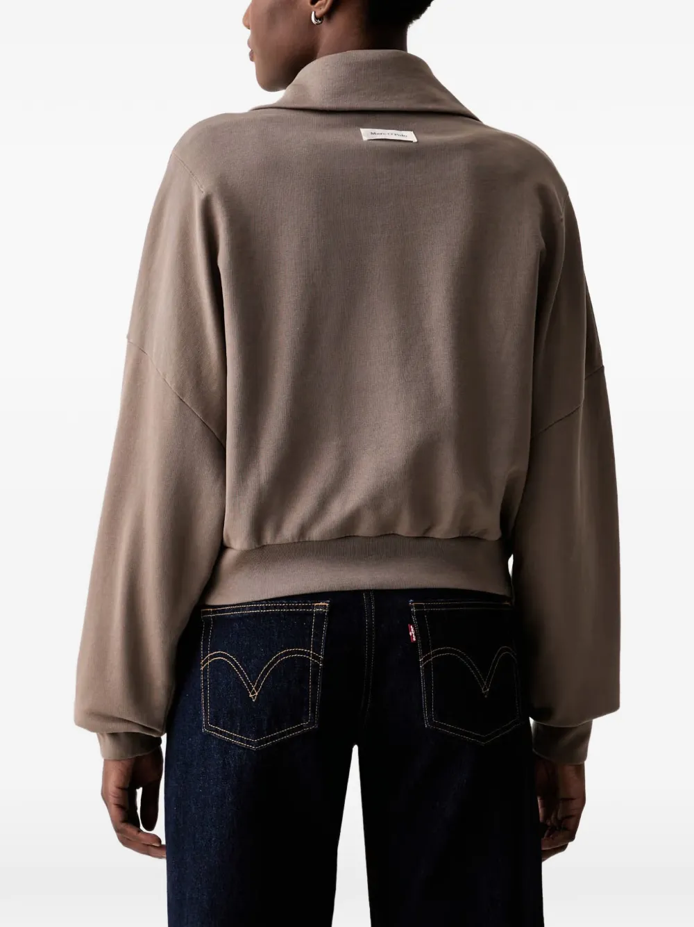 Marc O'Polo logo-embroidered zip-up sweatshirt Bruin