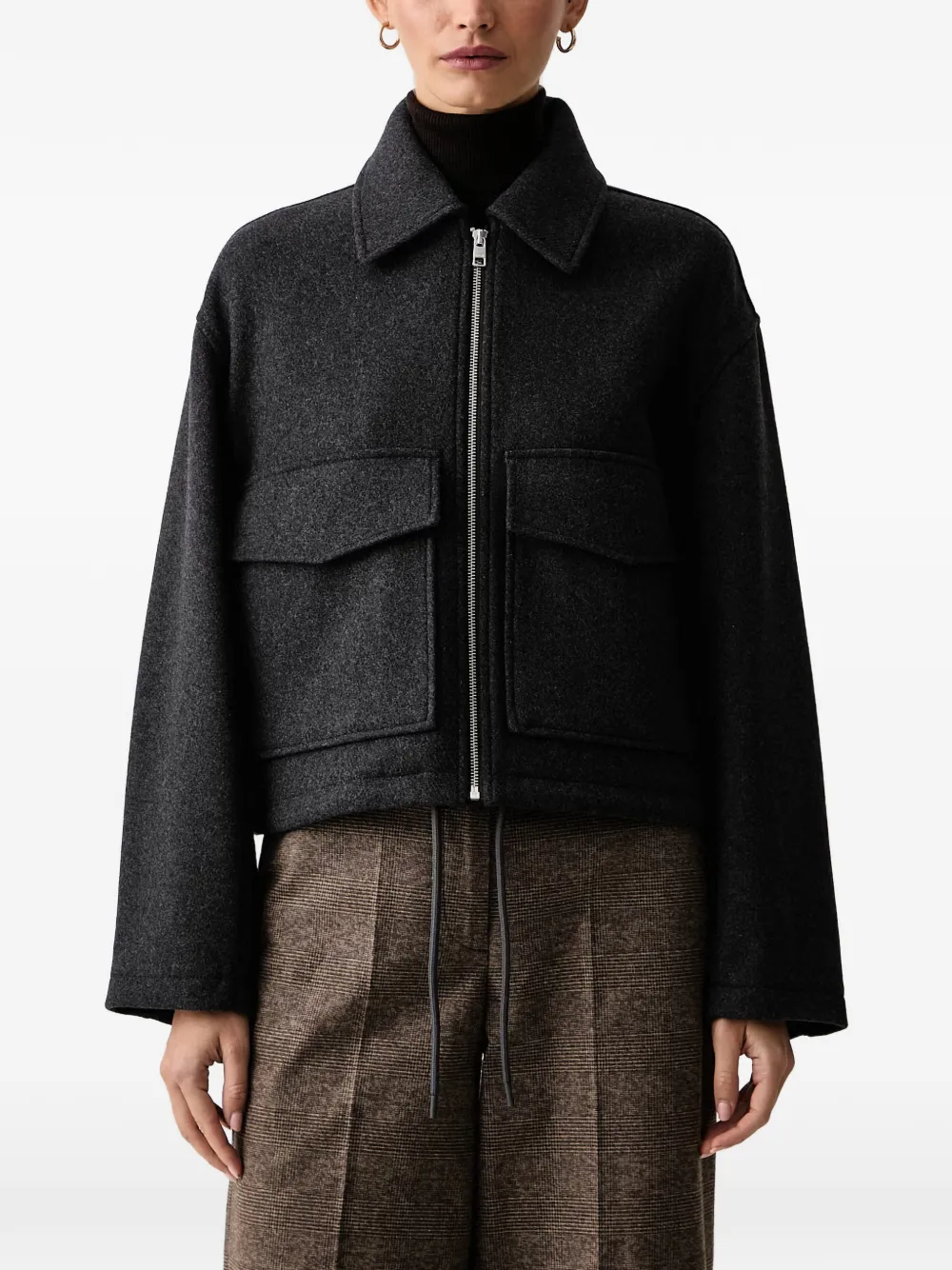 Marc O'Polo zip-up flap-pocket cropped jacket