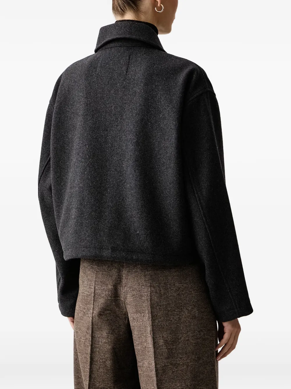 Marc O'Polo Cropped bomberjack met klepzak en rits Grijs