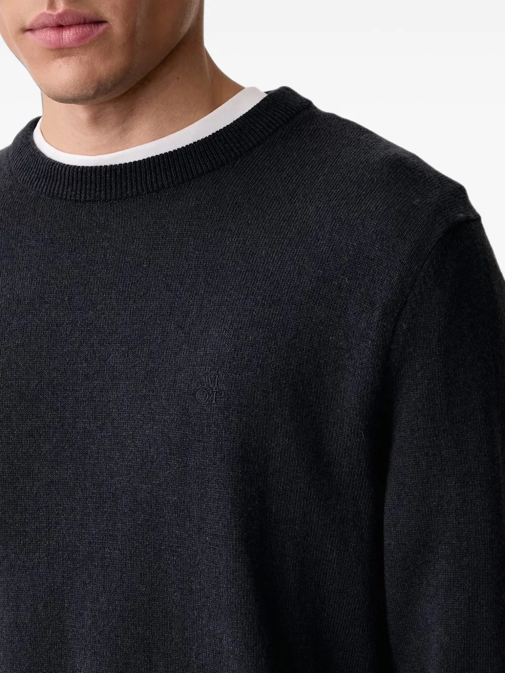 Marc O'Polo Trui met geborduurd logo Blauw
