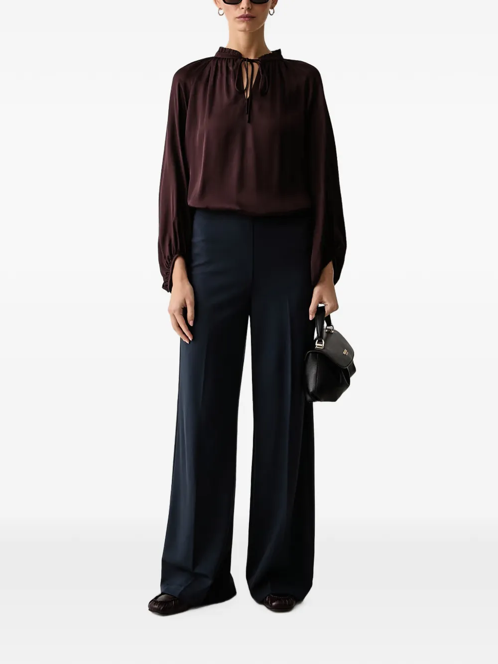 Marc O'Polo ruffled-collar tie-fastening blouse Paars